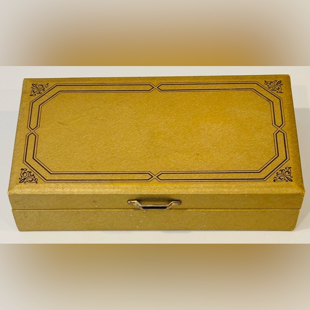Fine Vintage Original Art Jewelry Dresser Box Gold Velvet JAPAN Made Antique - Picture 6 of 16
